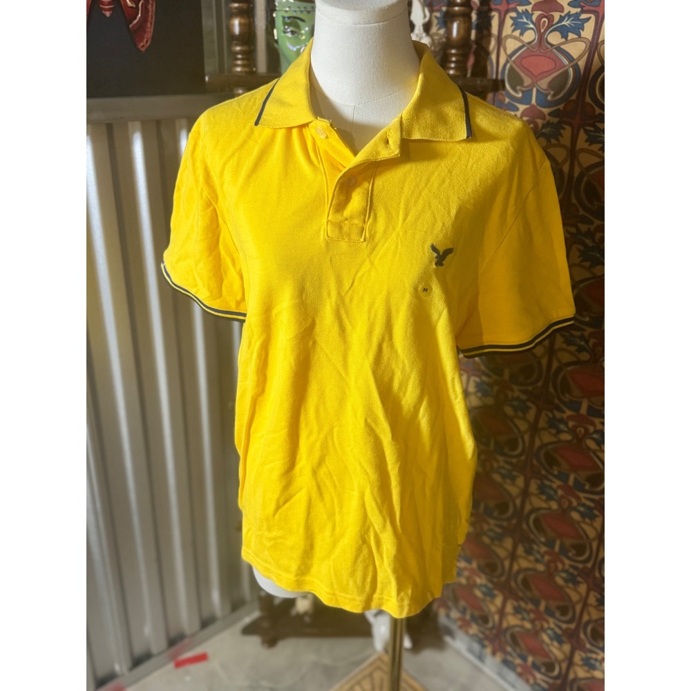 American Eagle Outfitters Polo Shirt Mens Medium Classic Fit Short Sleeve Yellow